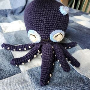 Handmade Deep Blue Octopus Plush 7"